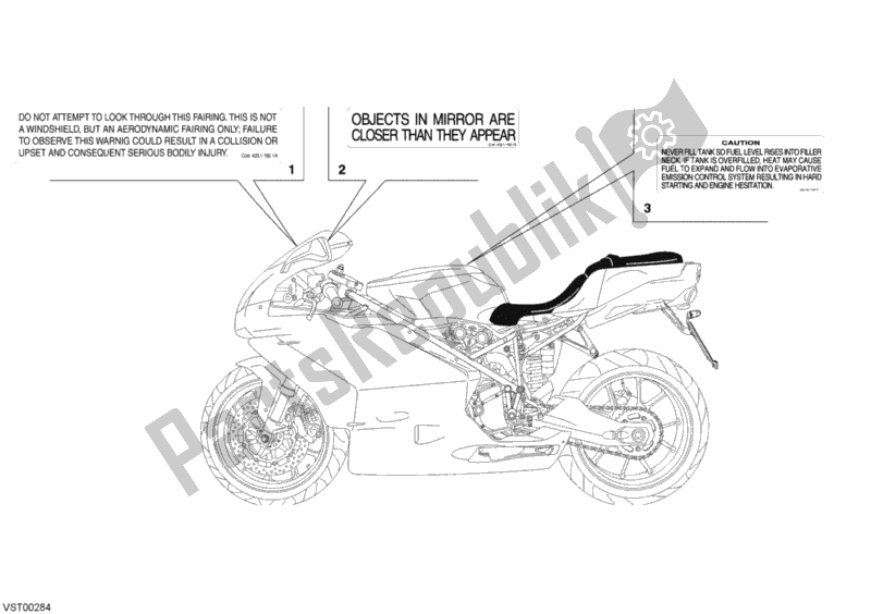 Toutes les pièces pour le étiquettes D'avertissement Usa du Ducati Superbike 999 S 2003